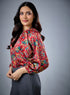 Long Sleeve Bold Red Floral Top