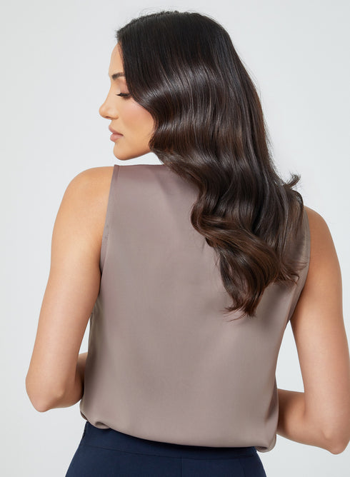 Satin Sleeveless Light Brown Top