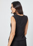 Round Neck Curved Hem Black Top