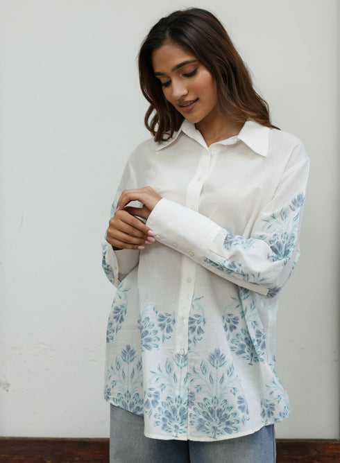 Border Printed Oversized Block Print Shirt