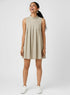 Khaki Green Pleated High Neck Dress
