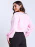 Long Sleeve Cowl Neck Pink Satin Top