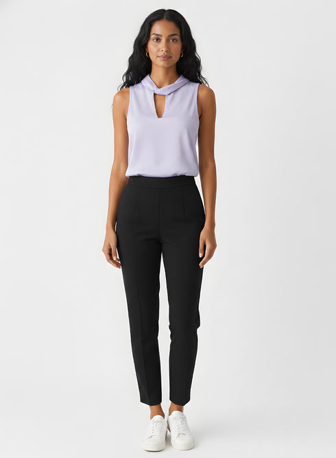 Twisted Neck Sleeveless Lavender Top