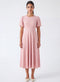 Pink Round Neck Sleeve Detailed Dress