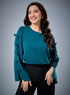 Chiffon Bow Dark Green Top