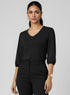Black V Neck Quarter Sleeve Top