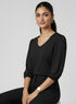 Black V Neck Quarter Sleeve Top