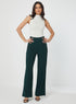 Flared Formal High Waist Green Pant