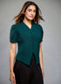 Buttoned Front Sleeve Green Top