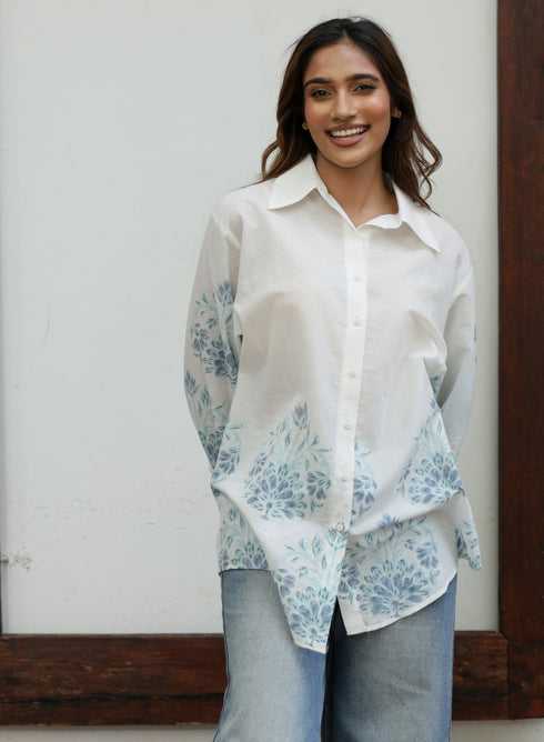Border Printed Oversized Block Print Shirt