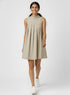 Khaki Green Pleated High Neck Dress