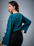 Chiffon Bow Dark Green Top