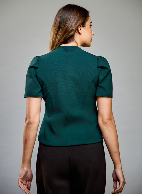 Buttoned Front Sleeve Green Top