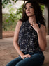 Black Printed Sleeveless Cotton Crop Top