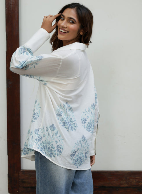 Border Printed Oversized Block Print Shirt