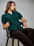Buttoned Front Sleeve Green Top