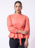 Peach Peplum Waist Tie Top