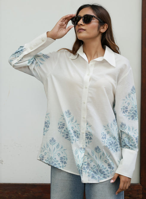 Border Printed Oversized Block Print Shirt