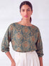 Green Printed Puffed Sleeve Top