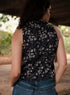 Black Printed Sleeveless Cotton Crop Top