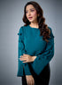 Chiffon Bow Dark Green Top