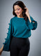Chiffon Bow Dark Green Top