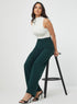 Flared Formal High Waist Green Pant