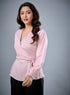 Peplum Waist Tie Pastel Pink Top