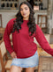 Long Sleeve Crew Neck Maroon T-Shirt