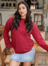 Long Sleeve Crew Neck Maroon T-Shirt