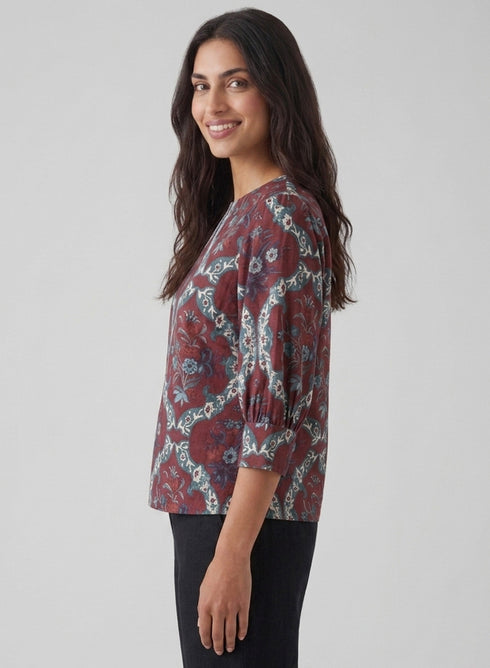 Sleeve Detailed Block Printed Top