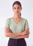 Light Green V Neck Printed Top