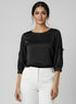 Black Side Bow Sleeve Solid Top