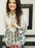 Balloon Sleeve Block Printed Tie Up Top