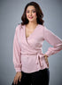 Peplum Waist Tie Pastel Pink Top