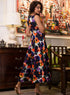 Sleeveless Printed Dress With Waist Band