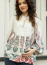 Balloon Sleeve Block Printed Tie Up Top
