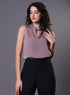 Twisted Neck Sleeveless Top - Plum Brown