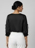 Black Side Bow Sleeve Solid Top