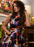 Sleeveless Printed Dress With Waist Band