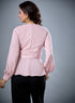 Peplum Waist Tie Pastel Pink Top