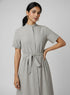 Beige Round Neck Shirt Dress