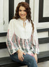 Balloon Sleeve Block Printed Tie Up Top