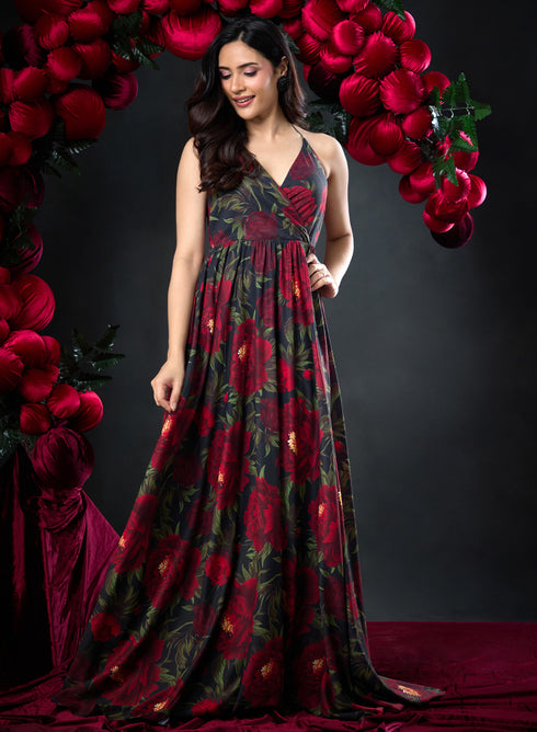 Deep V Neck Strappy Summer Dress