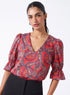 Paisley Printed V Neck Half Sleeve Top
