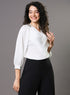 White Side Pleated Chiffon Top