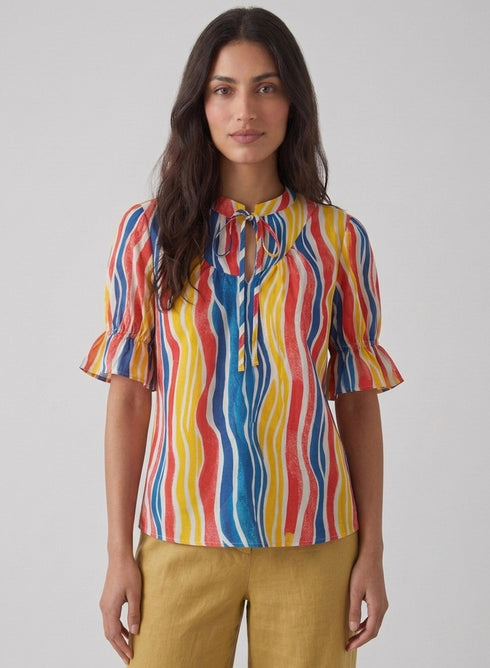 Puffed Sleeve Block Printed Top