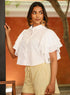Frilled Cotton Shirt Top White