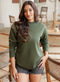 Long Sleeve Crew Neck Green T-Shirt