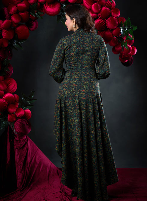 Side High Low Ditsy Print Dress